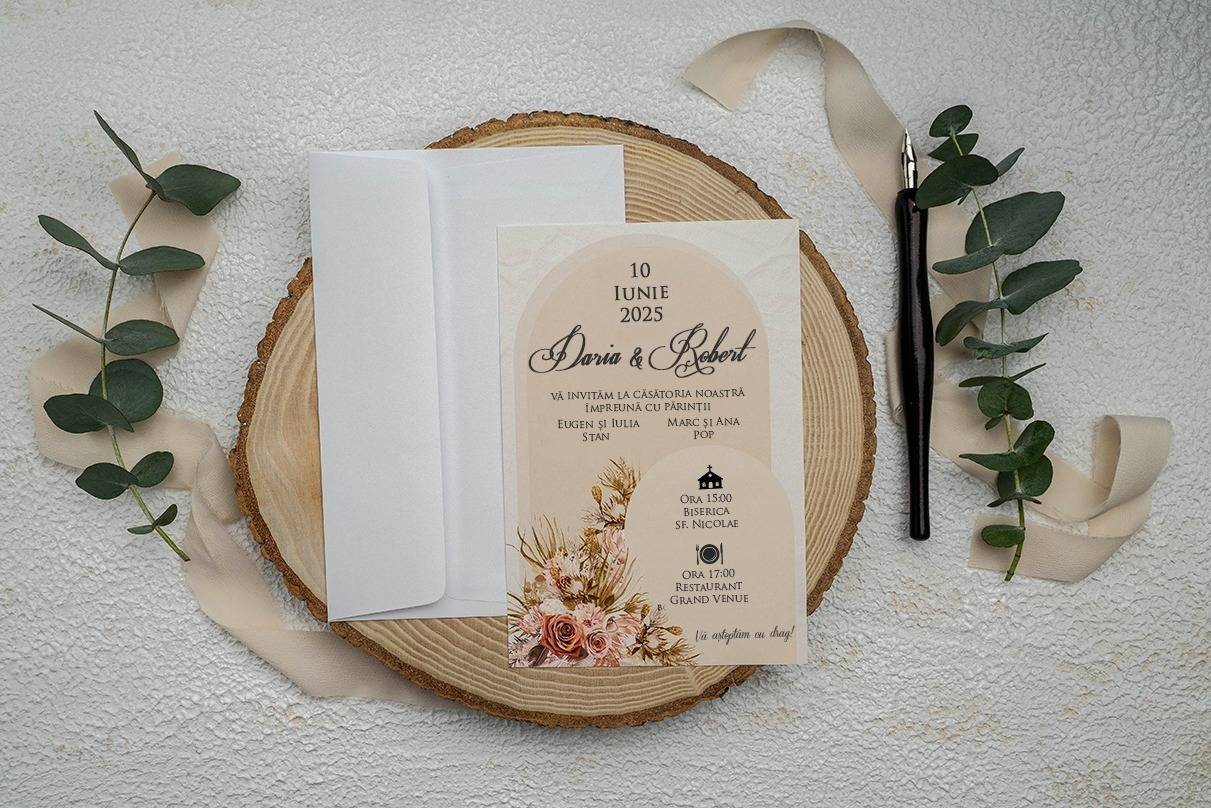 Invitatii Miri Carton Texturat N83!