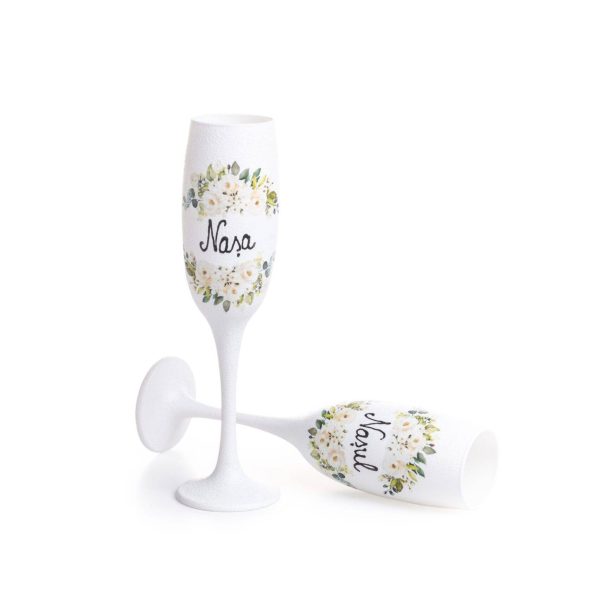 Set Pahare Nasi, florale si scris