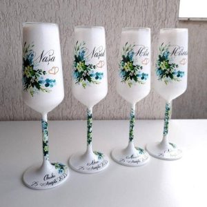 Set 4 pahare, Miri si Nasi, flori si mesaj
