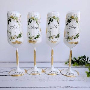 Set 4 pahare, Miri si Nasi, gold green