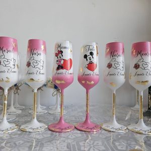 Set 6 pahare, Botez, Roz si Alb