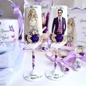 Set 2 Pahare Personalizate Pentru Nuntă!