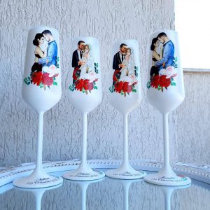 Set 4 Pahare personalizate pentru nunta