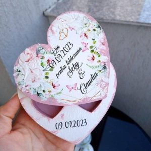 Cutii de verighete, lemn, personalizata