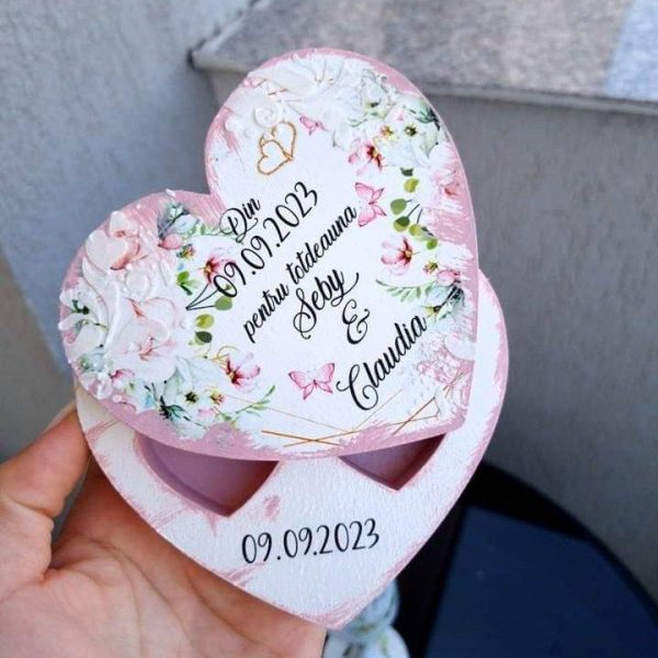 Cutii de verighete, lemn, personalizata