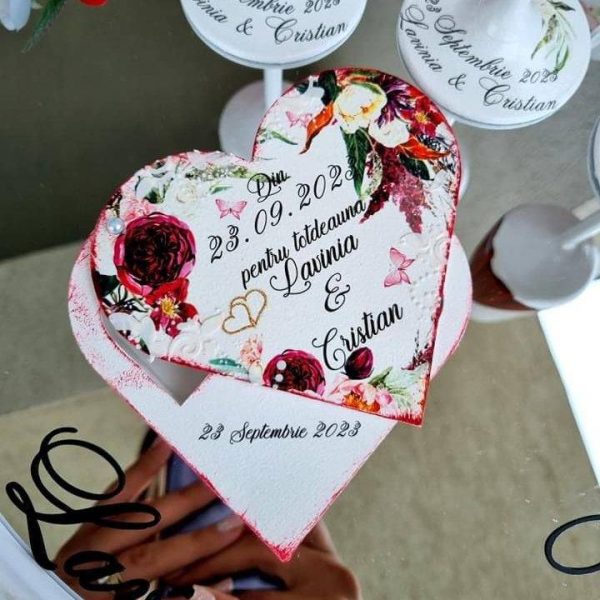 Cutii de verighete, lemn, personalizata manual