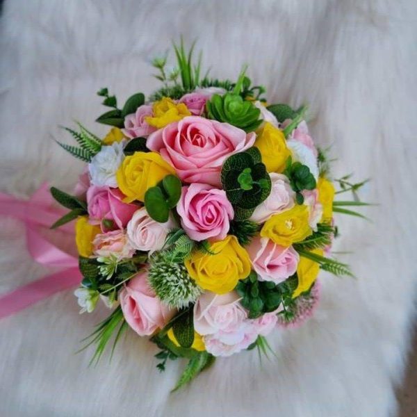 Buchet de Mireasă și Nașă, Roz-Galben Mare!