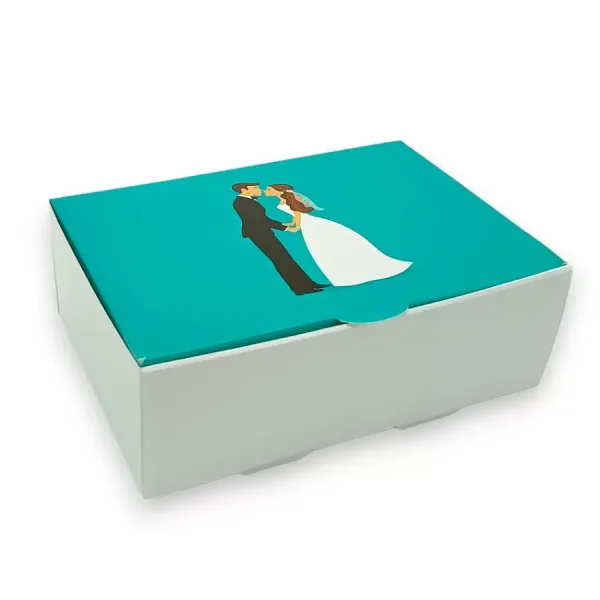 Cutii de Prajituri de 200g, miri, fata turcoaz