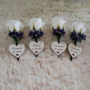 Cocarde Nunta, cu Ecuson de LEMN