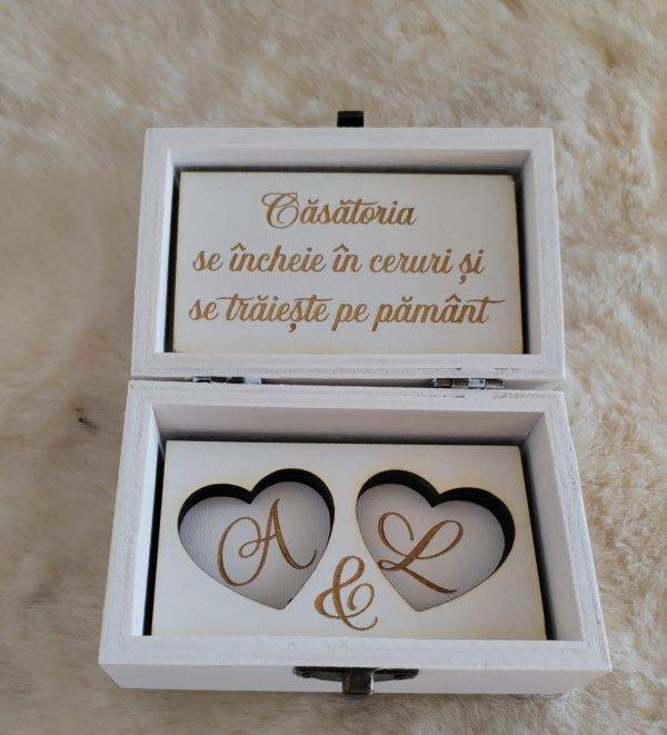 Cutii de verighete, lemn, personalizata manual