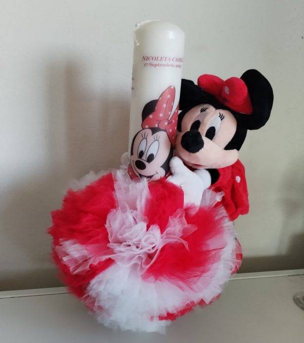Lumanare Botez Minnie, Personalizata, 40cm