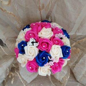 Buchet de Mireasă Mare cu Trandafiri Artificiali si Sapun Diferite Culori,Strasuri si Perle!