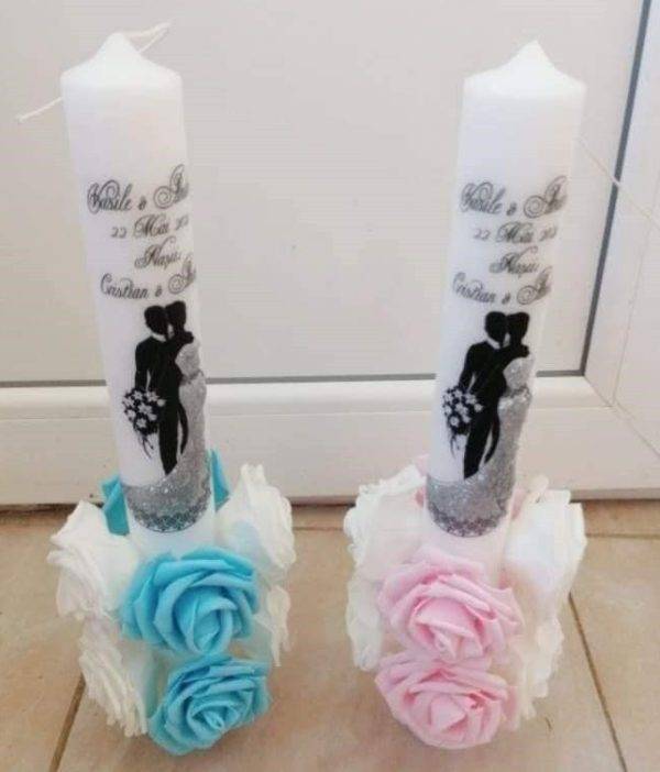 Set 2 Lumânări Clasice pentru Nuntă – Personalizate cu Nume și Dată,40 cm!