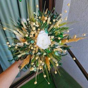 Buchet de Mireasă cu Flori Uscate și Trandafiri criogenati!