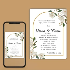 Invitatii de Nunta Digitale cu Flori.