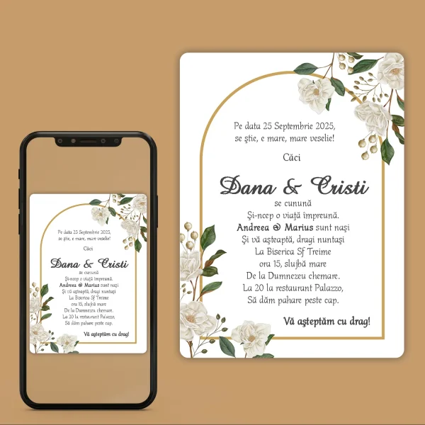 Invitatii de Nunta Digitale cu Flori.