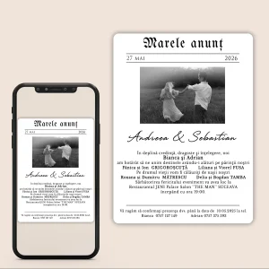 Invitații Digitale de Nuntă Tip Ziar(Model 5).
