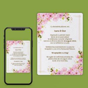 Invitatii de Nunta Digitale cu Flori.