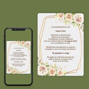 Invitatii de Nunta Digitale cu Trandafiri(Model 4).