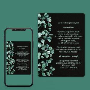 Invitatii de Nunta Digitale cu frunze.