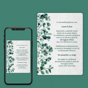 Invitatii de Nunta Digitale cu frunze.