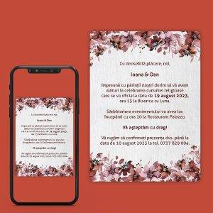 Invitatii de Nunta Digitale cu Flori.