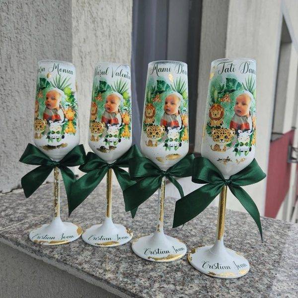 Set 4 Pahare personalizate pentru Botez.