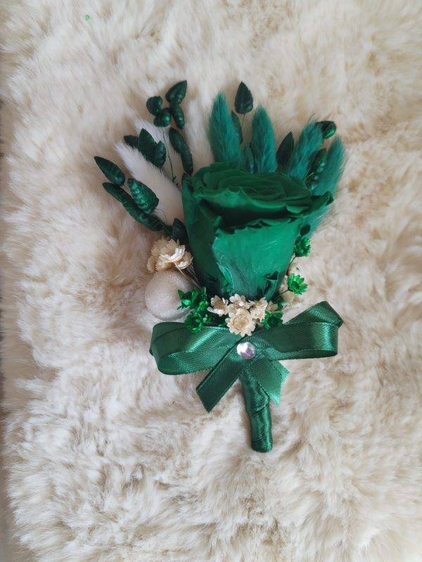 Cocarde Nasi cu Trandafiri Criogenati Verzi si Plante Uscate!