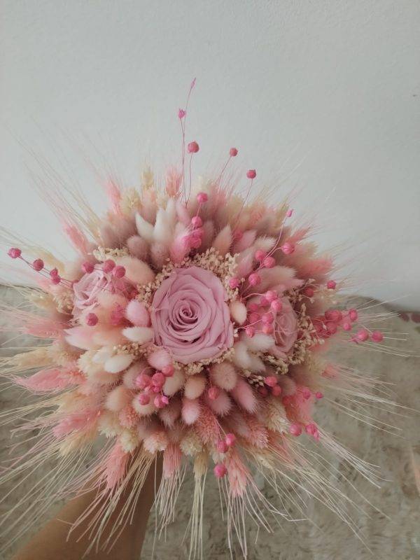Buchet de Mireasă cu Flori și Trandafiri Criogenați Roz!