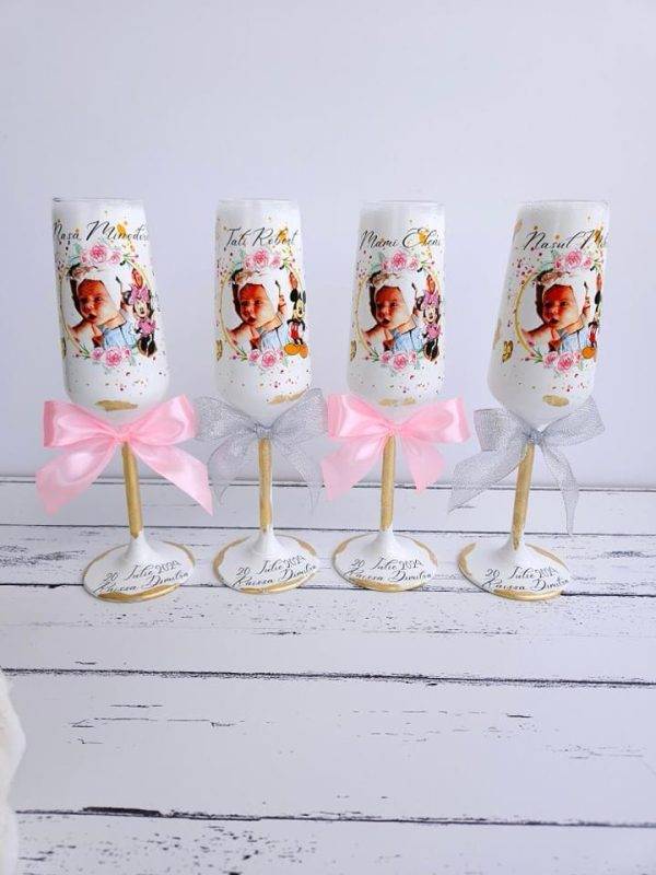 Set 4 Pahare personalizate pentru botez!