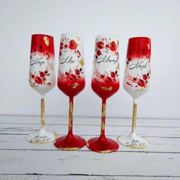 Set 4 pahare, Miri si Nasi, Gold&Redlips