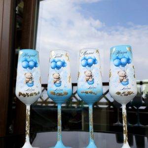 Set 4 Pahare personalizate pentru botez Winney the Pooh!