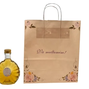 Set Marturii 100: punga, sticla 200ml, capac, eticheta personalizata!