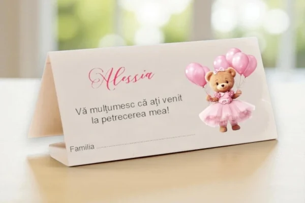 Plicuri de bani botez cu model de ursuleț pe nuanța roz(M310)!