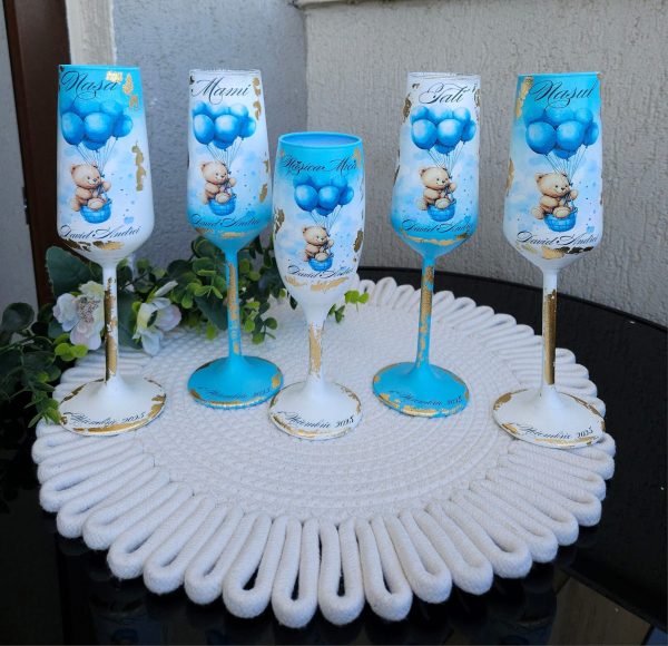 Set 5 Pahare personalizate pentru botez Winney the Pooh!