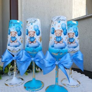 Set 4 Pahare personalizate pentru botez Winney the Pooh!