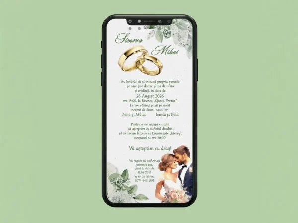 Invitații de Nuntă Digitale, Model Miri(M425)!