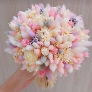 Buchet de Mireasă cu Flori De Primavara si Flori Uscate Multicolor!