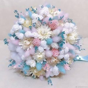 Buchet de Mireasă cu Flori De Primavara si Flori Uscate Multicolor!