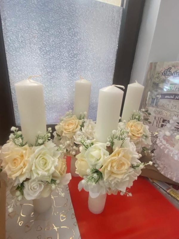 Lumanari Nunta, Personalizate din Flori Artificiale de 50cm!