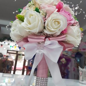 Buchet de Mireasă din Trandafiri Artificiali Albi si Roz!