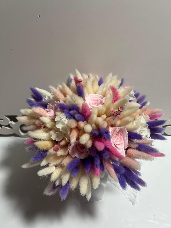 Buchet de Mireasă cu Flori Uscate și Trandafiri Criogenați Naturali!