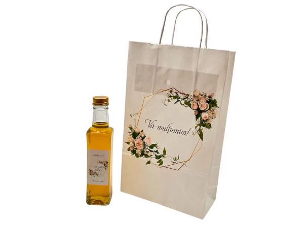 Set Marturii 107: punga, sticla 200ml, capac, eticheta personalizata!