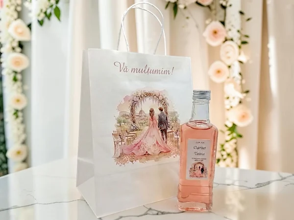 SET PUNGA NUNTA+ STICLA 250ml+DOPURI+ETICHETA PERSONALIZATA!