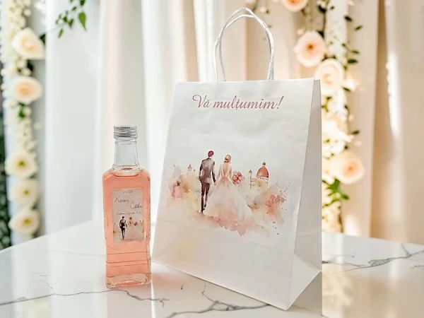 SET PUNGA NUNTA+ STICLA 250ml+DOPURI+ETICHETA PERSONALIZATA!