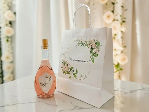 SET PUNGA NUNTA+ STICLA 250ml+DOPURI+ETICHETA PERSONALIZATA!